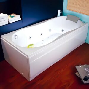 ( طلب مسبق ) بانيو جاكوزى دالاس 170 × 75 سم نظام 1 موتور 8 جيت مياه كروم بالطابق والفايظ والمخدة والجوانب والشاسيه من ديورافيت