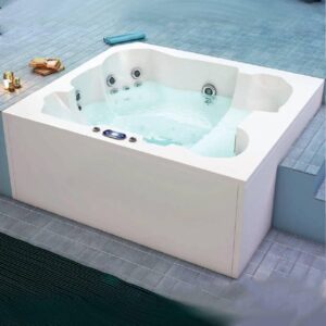 ( طلب مسبق ) بانيو جاكوزى G9286 مينى سبا 190 × 170 × 82 سم 10 جيت بجانب كبير وجانب صغير والشاسيه اللون أبيض من أيديال ستاندرد