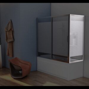 ( طلب مسبق ) جانب ثابت مكمل لكابينة بانيو منزلق مقاس من 81 الى 90 سم ايديال ستاندرد