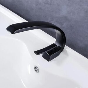 ( طلب مسبق ) خلاط حوض 1001 Resp بقنطرة عالية منحنية بإرتفاع 19.5 سم و بطول 20 سم بمقبض للتحكم فى المياة اللون أسود مط منتج مستورد من ريسب