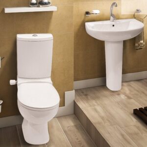 ( طلب مسبق ) طقم حمام رافال مرحاض كامل بالخزان و السيديلى العادى و حوض بالعامود الطويل 60 سم من ميكافيت