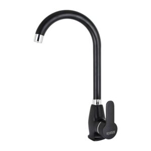 ( طلب مسبق ) خلاط حوض - مطبخ شجرة MS 202 بمقبض جانبى و بقنطرة عالية بإرتفاع 30 سم اللون أسود × كروم من مورافيا