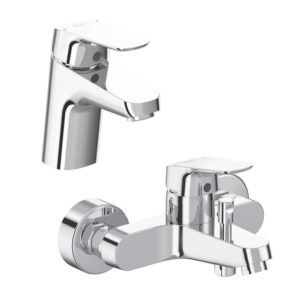 طقم خلاطات نيو سيرافليكس (خلاط حوض B1708AA و خلاط بانيو 1721 (BC957AA) ) اللون كروم من أيديال ستاندرد