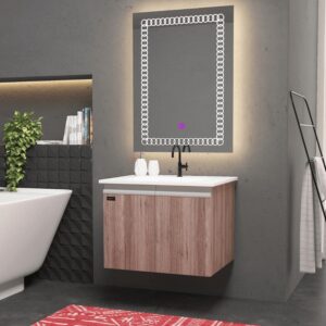 ( طلب مسبق ) وحدة - يونت حمام BE60EC03 مقاس 60 × 46 سم بعدد 2 ضلفة بالحوض خشب MDF معالج PVC ضد بخار المياة و الرطوبة بدون المرأة من بيرويا