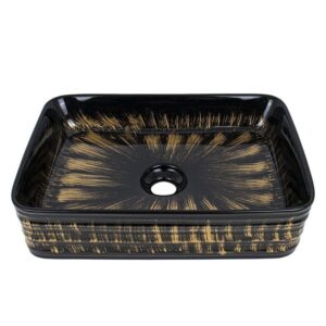 ( طلب مسبق ) حوض ديكور بورسلين رخامى H 446-C61 مقاس 46 × 32 سم بإرتفاع 12 سم يثبت فوق سطح أفقى منتج مستورد صينى