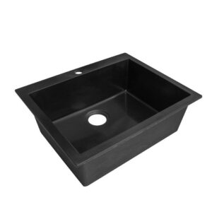 ( طلب مسبق ) حوض مطبخ جرانيت 305 مقاس خارجى 60 × 50 سم مقاس داخلى 53 × 40 سم بعمق 19 سم بفتحة للخلاط و بالصرف 3 بوصة اللون أسود مط من هاى ستون