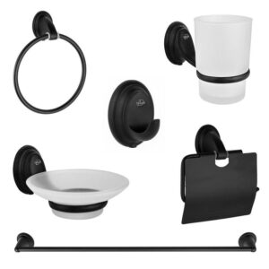 طقم اكسسوارات دريم DR 3100 B اسود 6 قطع استانلس ستيل