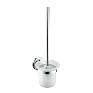 ( طلب مسبق ) فرشاة تواليت 1550 معلقة على الحائط بكأس زجاجى و حامل من الاستانلس ستيل اللون كروم من انفينيتى