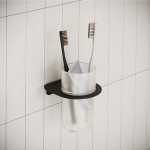 كأس فرش إسنان tbh-01-01s ستانلس ستيل دائرى قطر 11 سم اللون أسود من بانيوكس