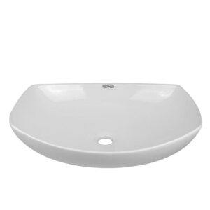 ( طلب مسبق ) حوض ديكور فوق الرخامة LK 505 مقاس 55 × 40 × 16 سم بدون فتحة خلاط و بدون فتحة فايظ اللون أبيض من بيرويا