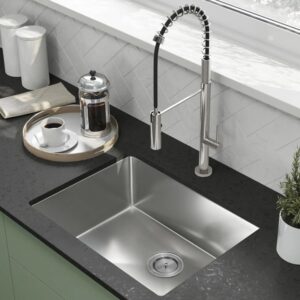 حوض مطبخ هاند ميد 5541 شفة فلات استانلس ستيل 304 برايم ميتال هير لاين سُمك 1 مللي فعلي 41 × 55.5 سم عُمق 20 سم القطع واللحام CNC من الفا