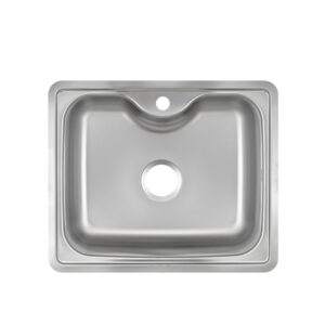 حوض مطبخ استانلس تركي اينوفا E6050 شفة فلات 60 × 50 سم بمجموعة الصرف 3 بوصة وفتحة للخلاط